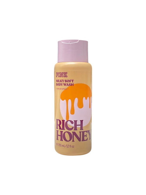 Gel de baño PINK Rich Honey hidratante y exfoliante 355 ml