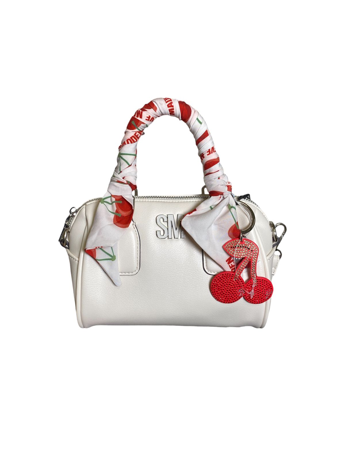 Crossbody Steve Madden Cherry Bow – Bolso de Mano Blanco con Charm de Cerezas