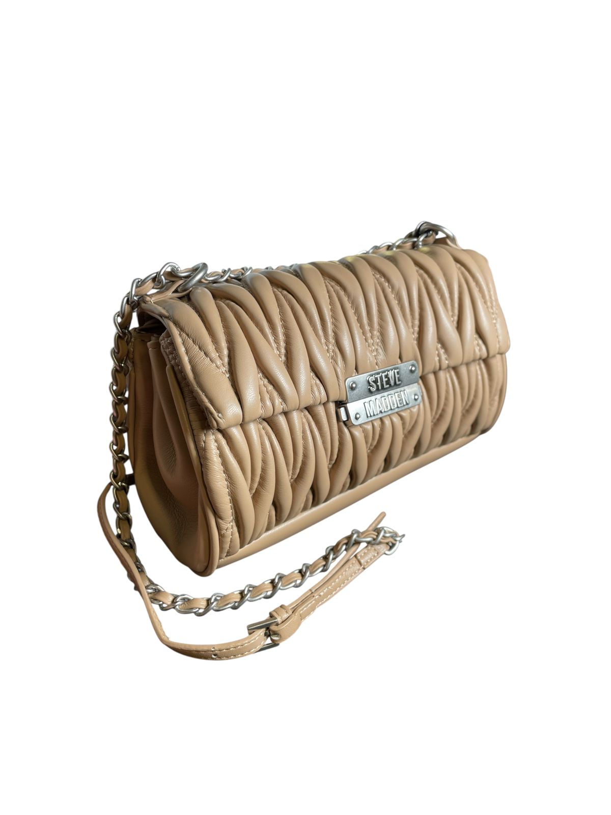 Bolsa Crossbody Steve Madden Acolchada Beige con Cadena