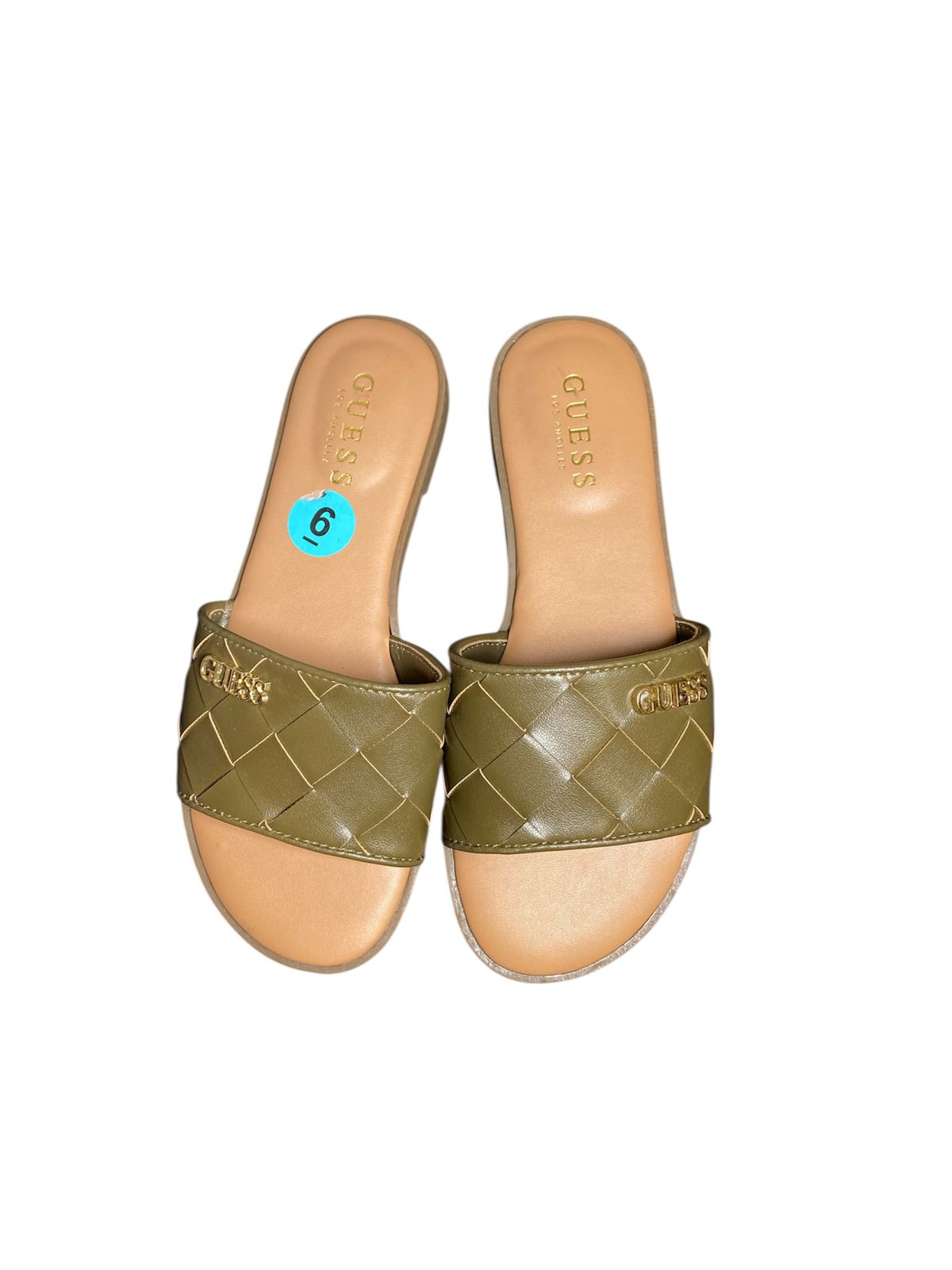 Sandalias Guess Slides Olivo | Elegancia Entrelazada para Dama