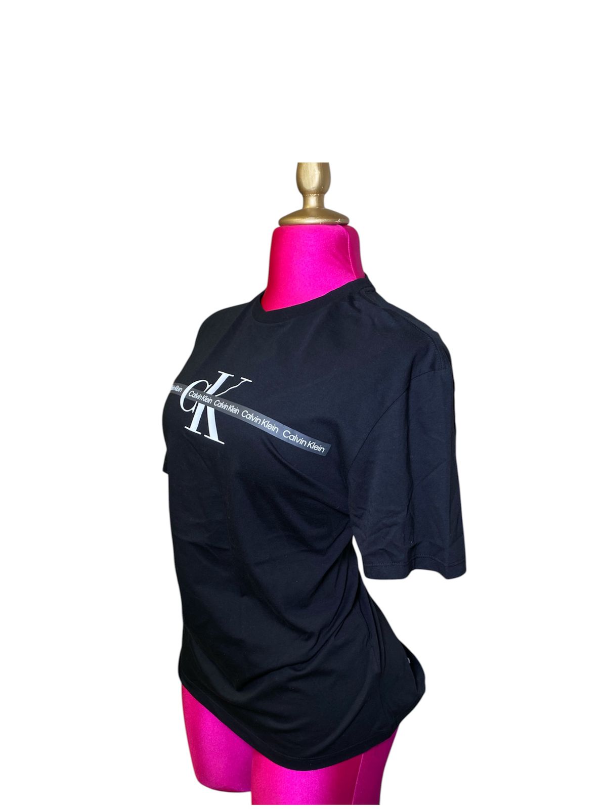 Playera Calvin Klein Mujer Negra Logo CK – Talla L Básica Premium