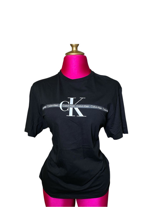Playera Calvin Klein Mujer Negra Logo CK – Talla L Básica Premium
