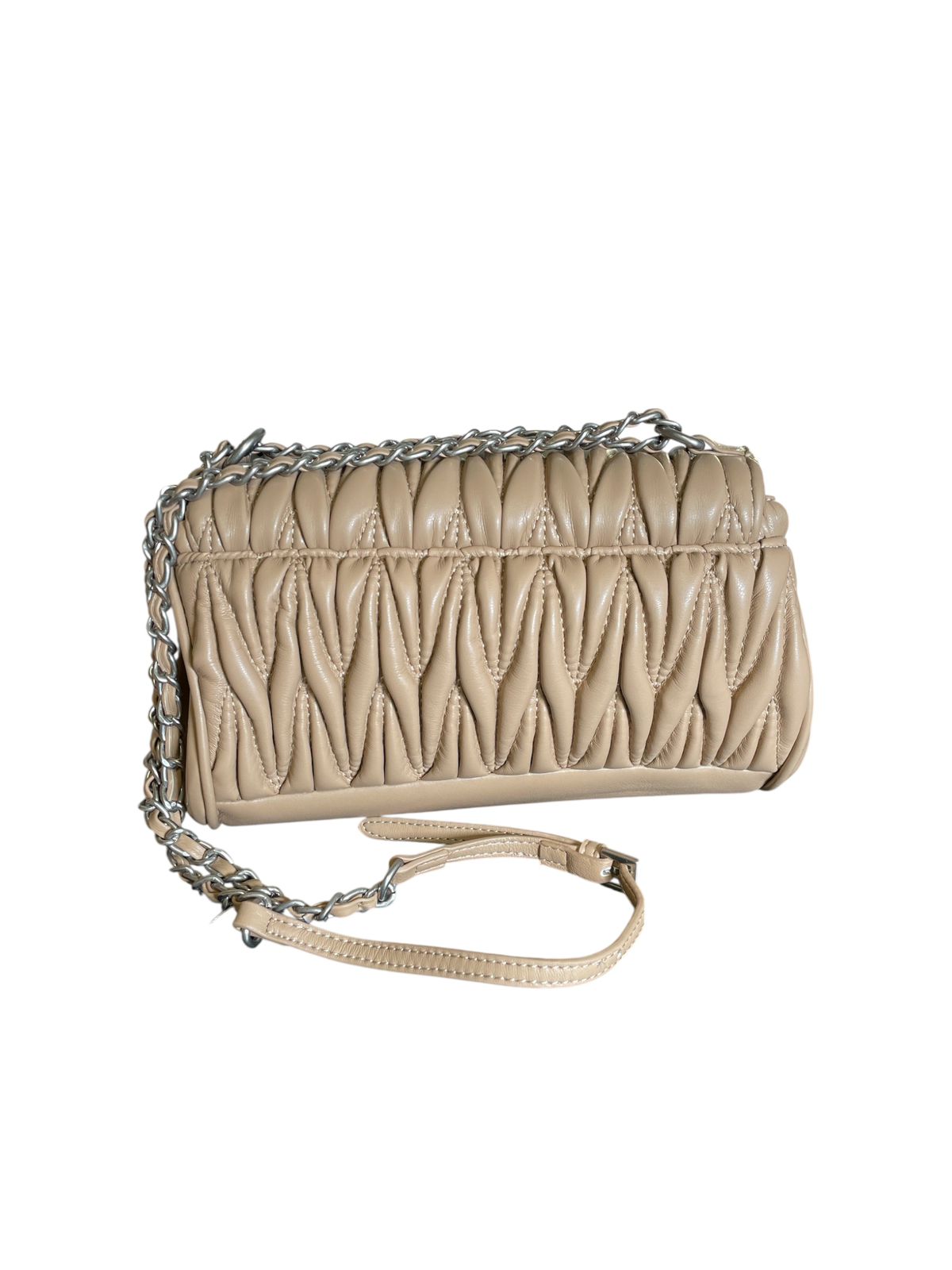 Bolsa Crossbody Steve Madden Acolchada Beige con Cadena