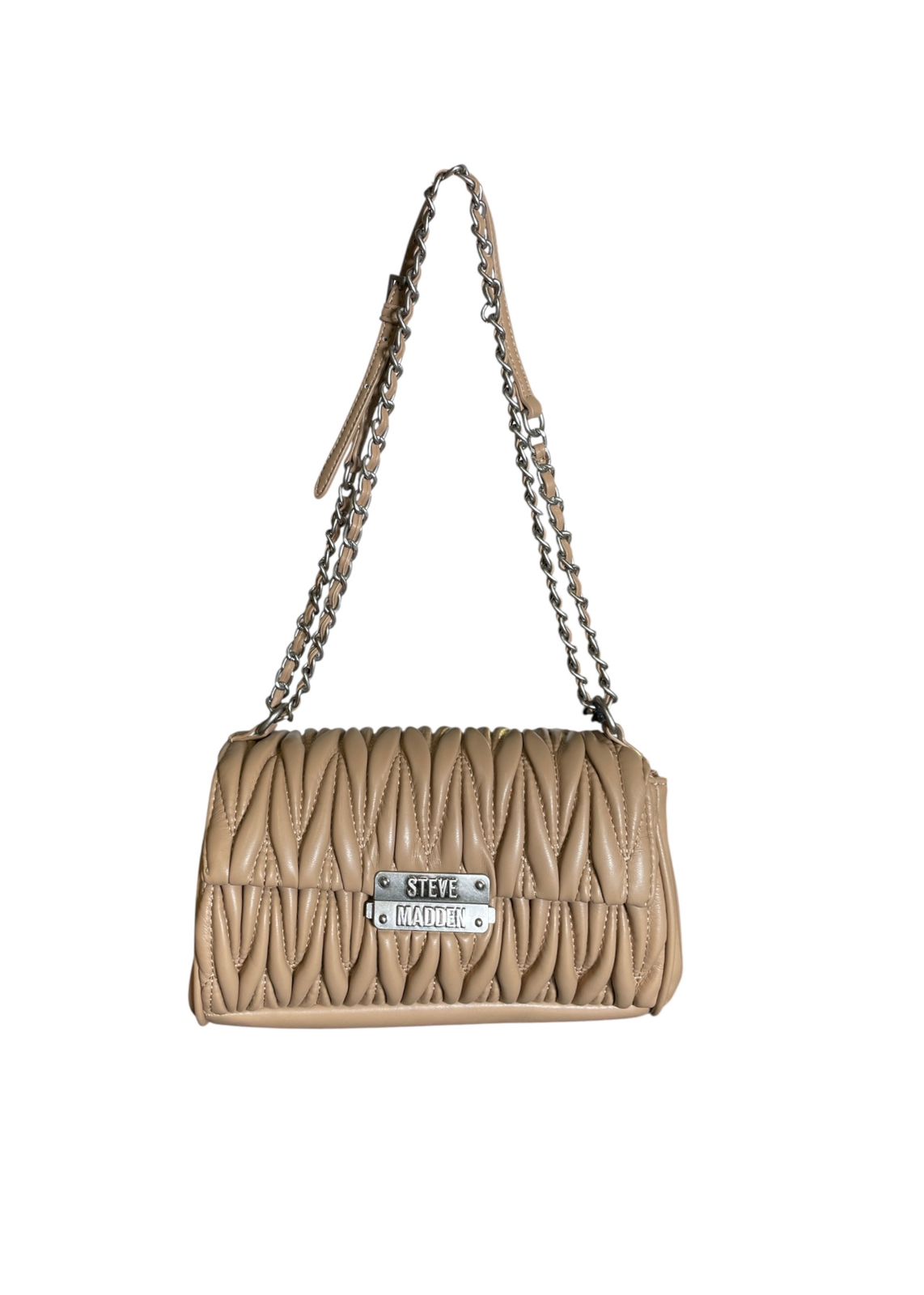 Bolsa Crossbody Steve Madden Acolchada Beige con Cadena